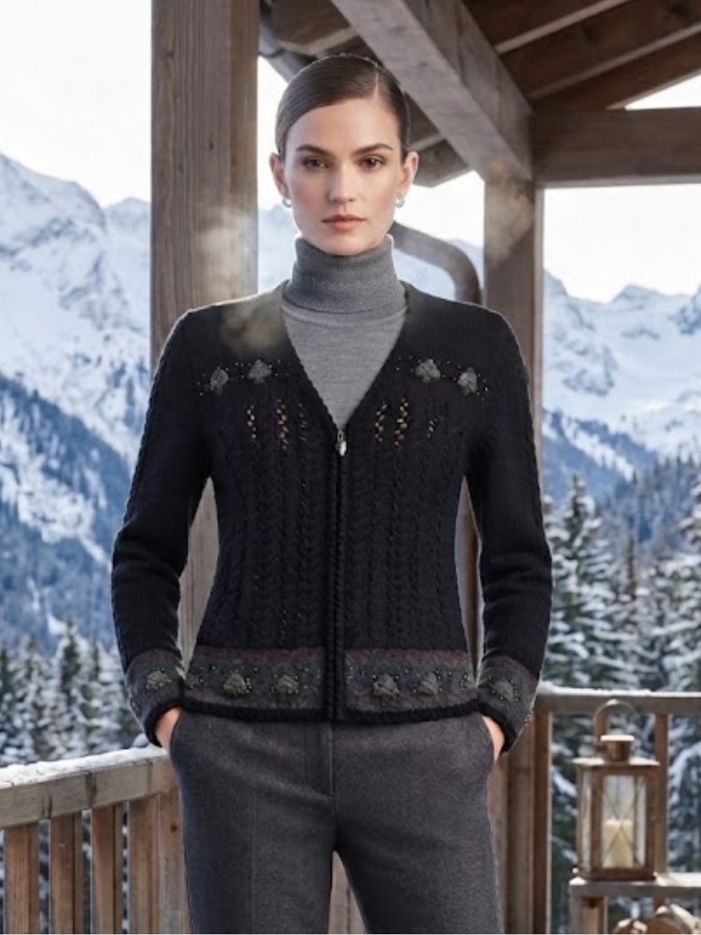Vintage Woolrich black lambswool zipper cardigan